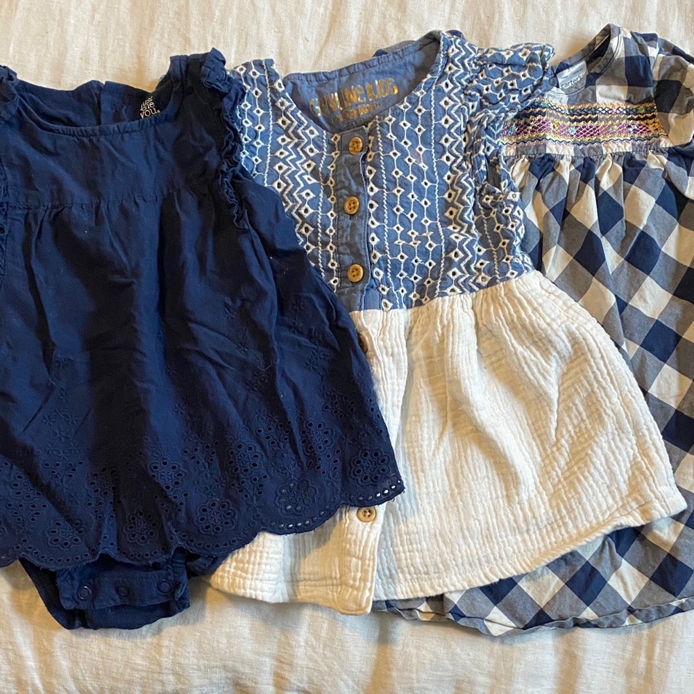 Carter's Blue & White Smocked Baby Dress Set